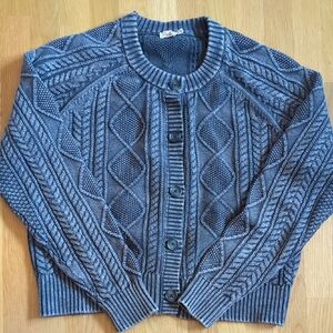 Faherty Sunwashed Organic Cotton Cardigan – Gray – 100% Organic Cotton – NWOT